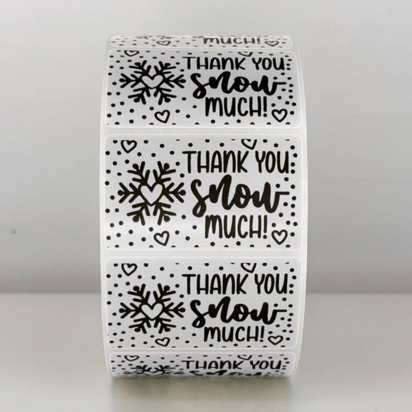 Thank You Snow Much Stickers | Winter Snowflake Labels | Holiday Packaging - Picture 10 of 11
